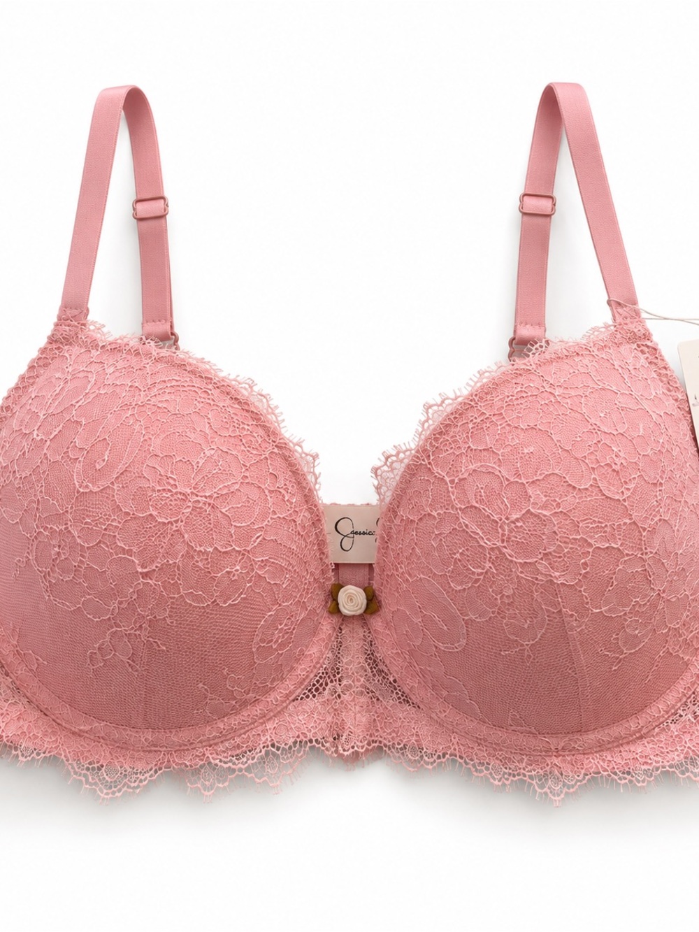 NWT Jessica Simpson 34B Blush Pink Floral Lace Padded Bra